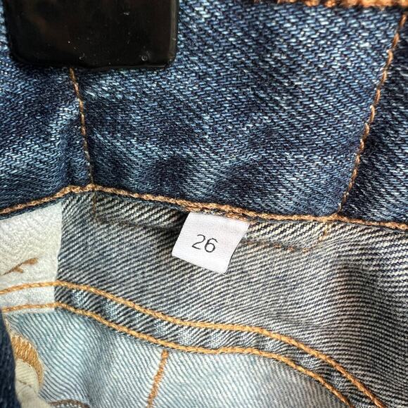 Jean Atelier Unique Grid Stitch Contrast Denim Flare Jeans Size 26 - Picture 7 of 8